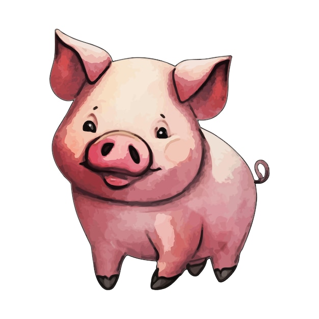 Aquarell-vektor-illustration für schweine