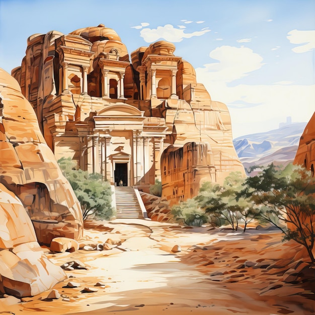 Vektor aquarell-vektor petra auf weißem hintergrund