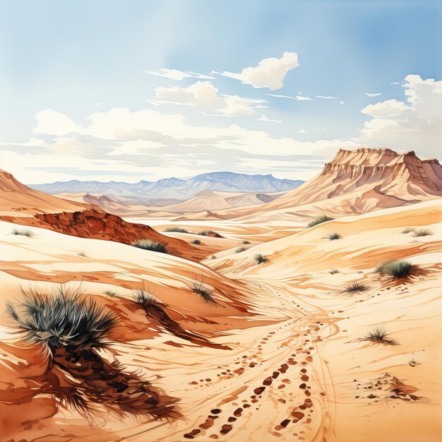 Vektor aquarell vektor sahara-wüste auf weißem hintergrund