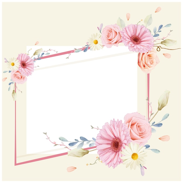 Aquarell-Vektorblumen-Fotoschachtel