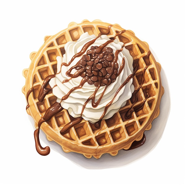 Aquarell-Waffeleis auf der oberen Illustration