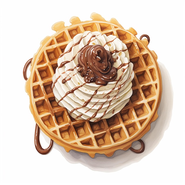 Aquarell-Waffeleis auf der oberen Illustration