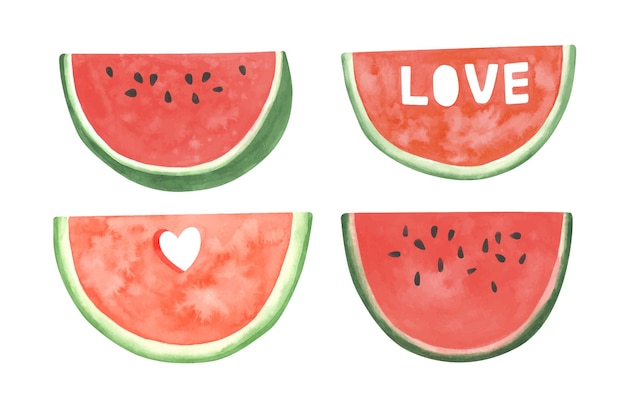 Aquarell wassermelone clipart set sommerreife frucht wassermelonenparty