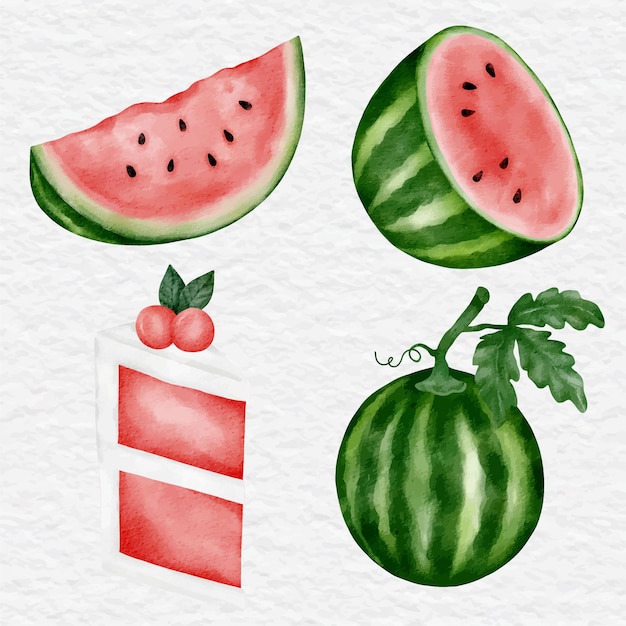 Aquarell-wassermelonen-element-sammlung clipart