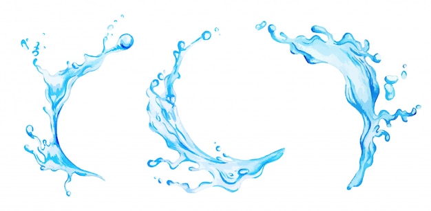 Aquarell Wasserspritzer, Satz von drei, Hand gezeichnet