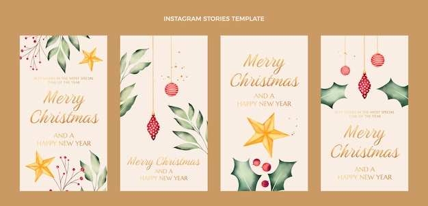 Aquarell Weihnachts-Instagram-Geschichten-Sammlung