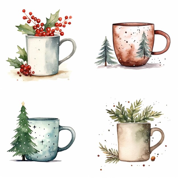 Aquarell weihnachtselement weihnachtsartikel kerze weihnachtshut schneekugel ornamente 2024 