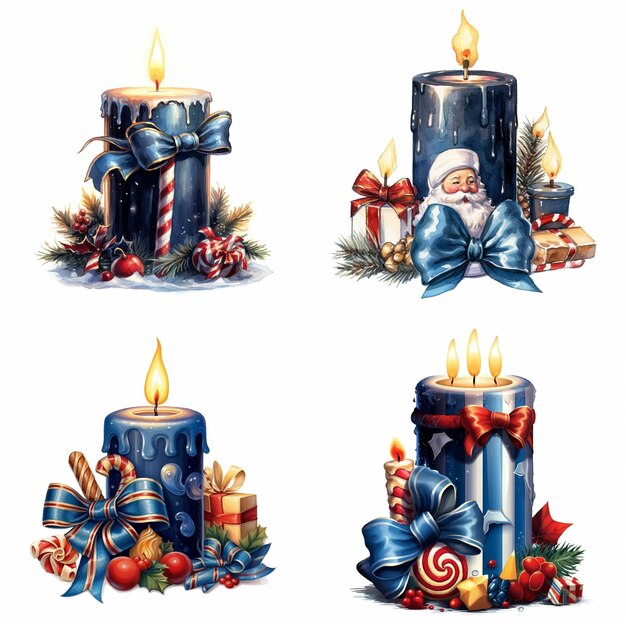 Aquarell weihnachtselement weihnachtsartikel kerze weihnachtshut schneekugel ornamente 2024 