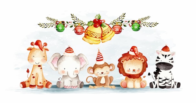 Aquarell weihnachtssafari tier mit ornament