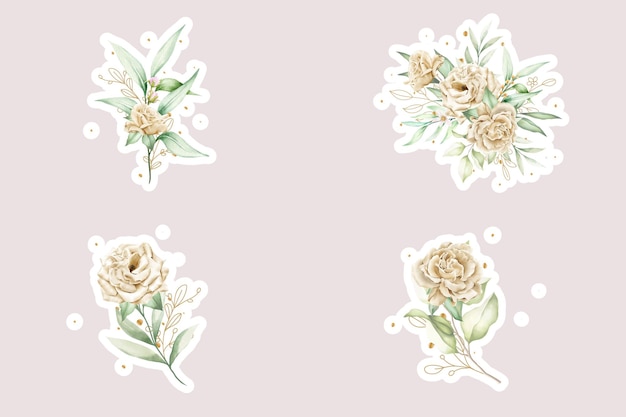 Aquarell-weiße rosen-kranz-illustration