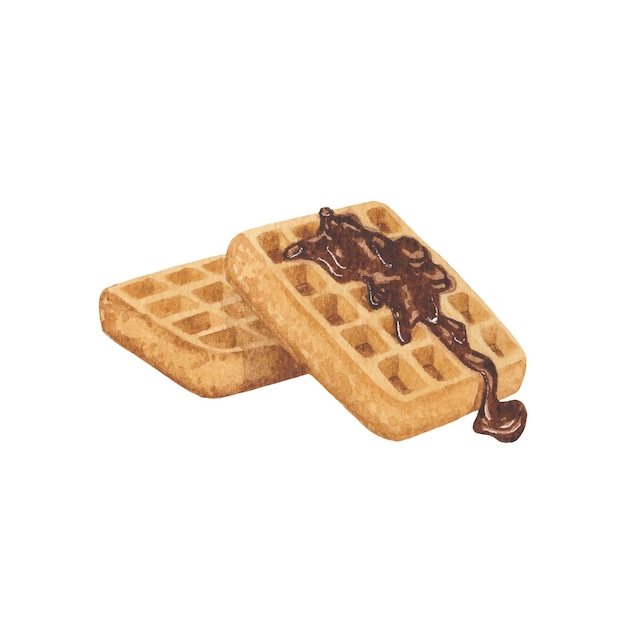 Aquarell Wiener Waffeln mit Schokoladenüberzug