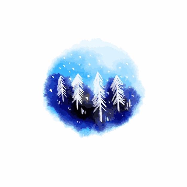 Vektor aquarell winterfarbe. vektor-illustration von hand gezeichneten saisonalen modernen konzept mit weihnachtsbaum.