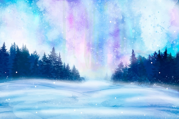 Vektor aquarell winterlandschaft