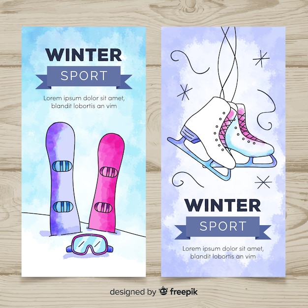 Aquarell wintersport banner vorlage