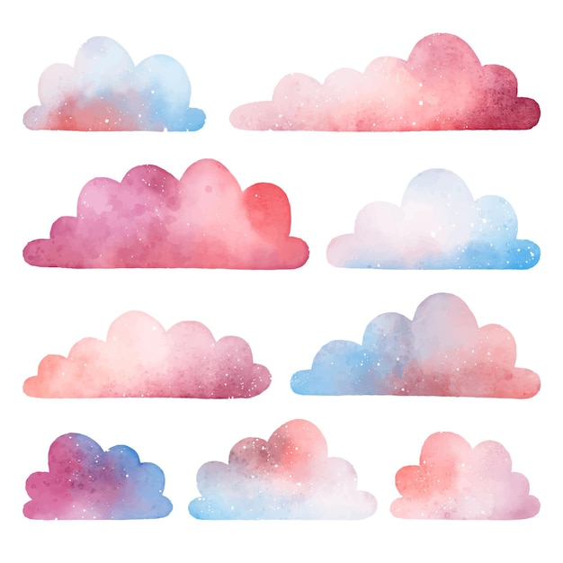 Vektor aquarell wolken sammlung clouds