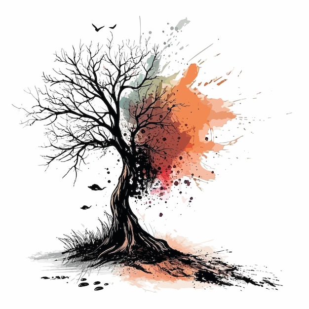 Vektor aquarellbaum für t-shirt