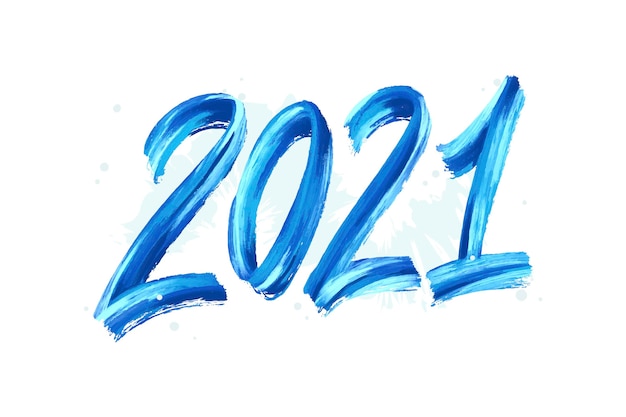 Aquarellblau pinselstrich neujahr 2021 hintergrund