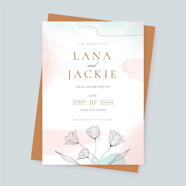 Aquarellblumen-Hochzeitseinladungsvorlage