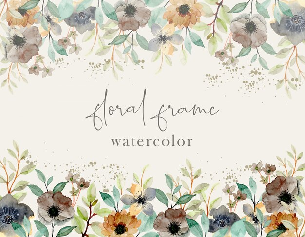 Aquarellblumenhintergrund mit grünen blättern