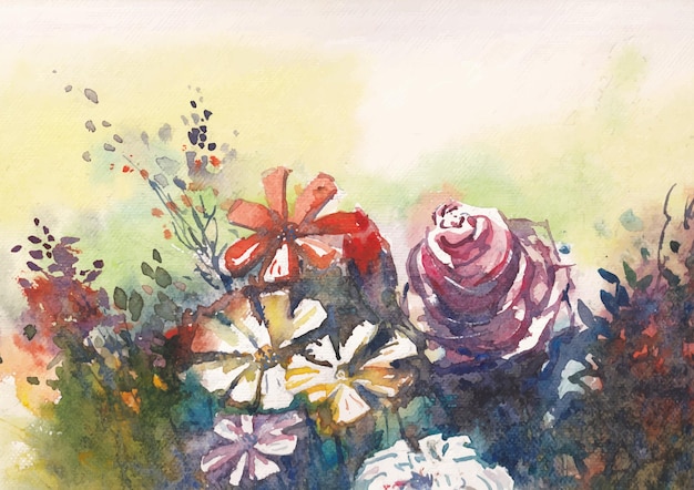 Aquarellblumenhintergrundkunst und -design