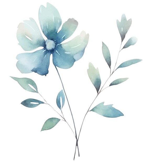 Vektor aquarellblumenillustration illustration einer blauen und grünen blume