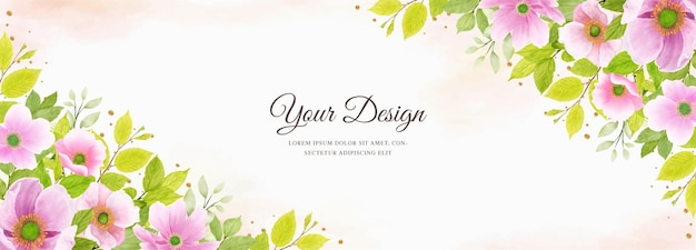 Aquarellblumenkranz und grenzkartendesign