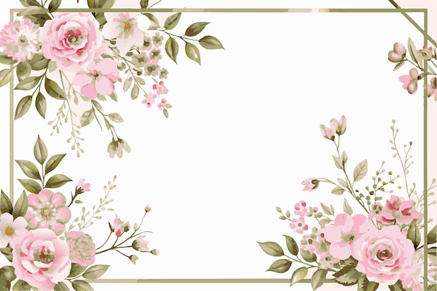 Aquarellblumenrahmen für Hochzeits-Geburtstagskarten, Hintergrund, Einladung, Tapeten-Aufkleber