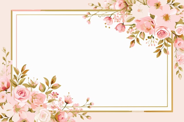 Aquarellblumenrahmen für Hochzeits-Geburtstagskarten, Hintergrund, Einladung, Tapeten-Aufkleber