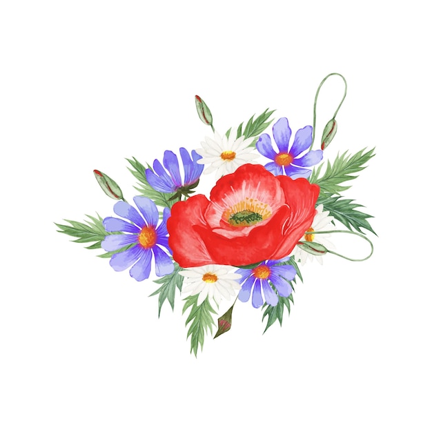 Aquarelle Handgefertigte Mohnblumen zur Dekoration