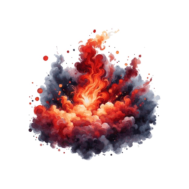 Vektor aquarellfarbe heiße feuerbrennillustration