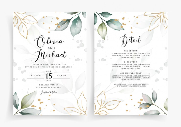 Vektor aquarellgrünhochzeitseinladung