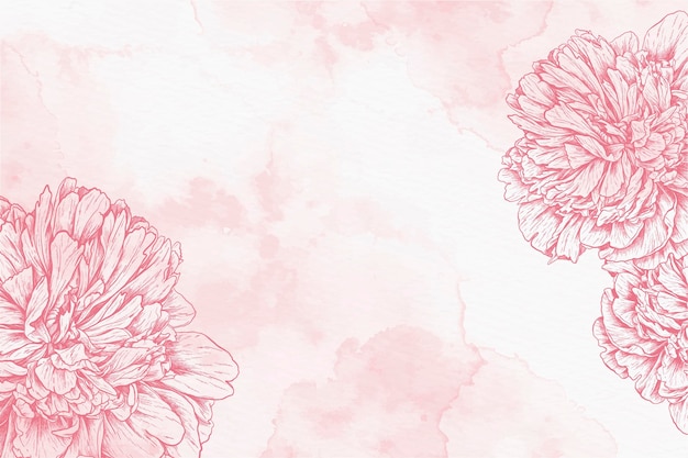 Aquarellhintergrund mit gezeichneten blumen