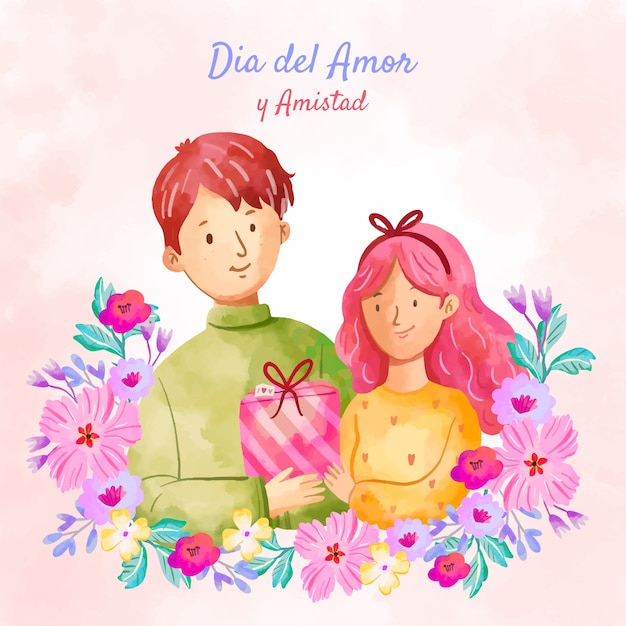 Vektor aquarellillustration für die feier des dia del amor y la amistad