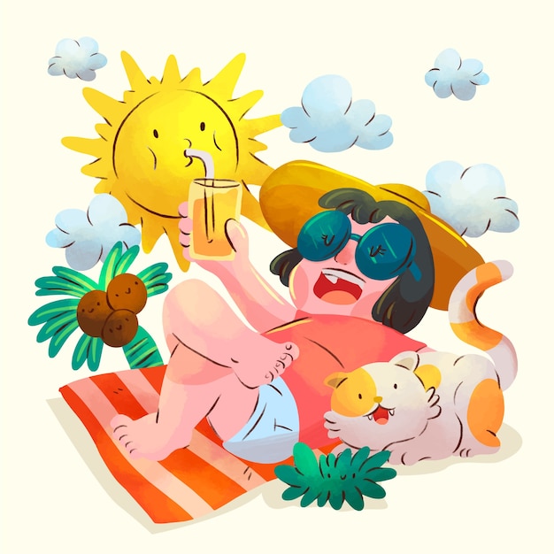 Aquarellillustration für die Sommersaison