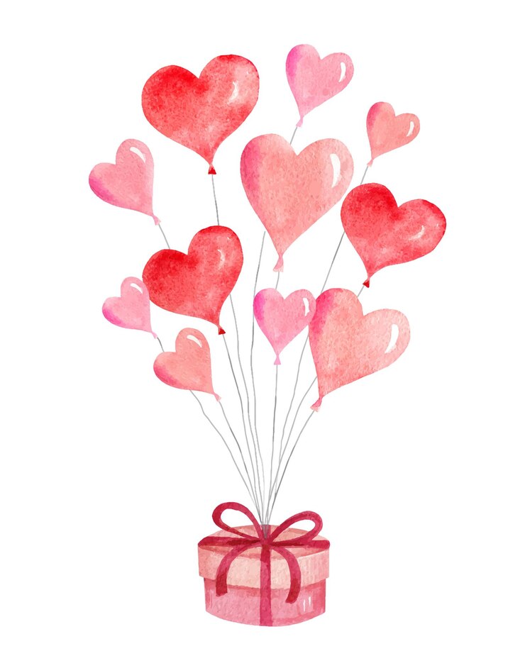 Vektor aquarellkarte zum valentinstag