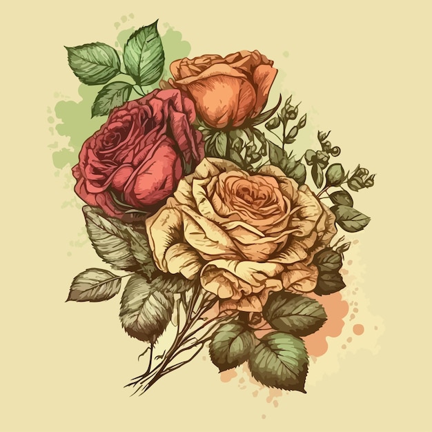 Aquarellmalerei einer schönen Rose