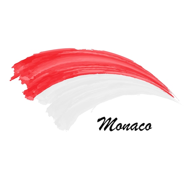 Aquarellmalerei Flagge von Monaco Pinselstrich Illustration