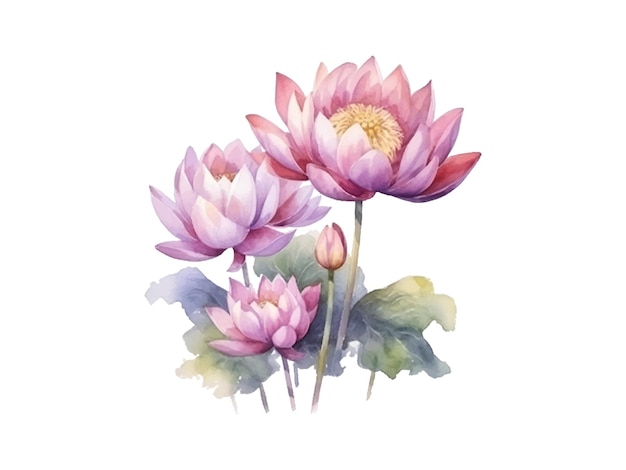 Aquarellmalerei von Lotusblumen