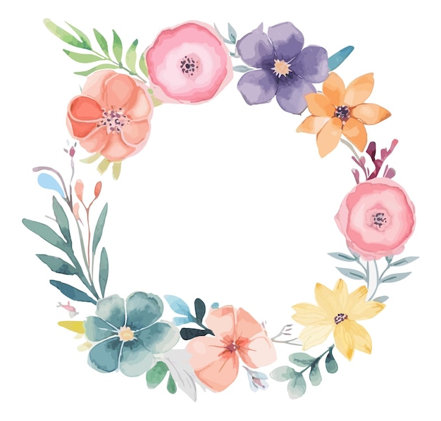 Aquarellrahmen mit zarten Blumen