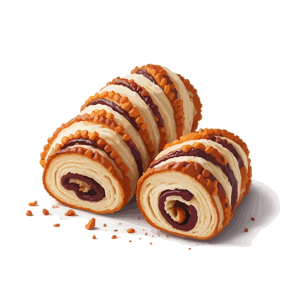 Aquarellvektor rugelach gebäck clipart bearbeitbarer weißer hintergrund