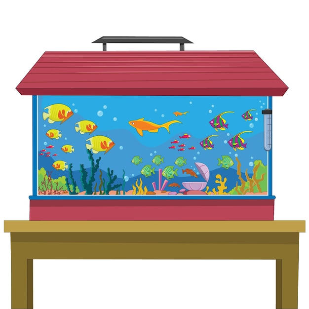 Vektor aquarium auf der tischvektorillustration