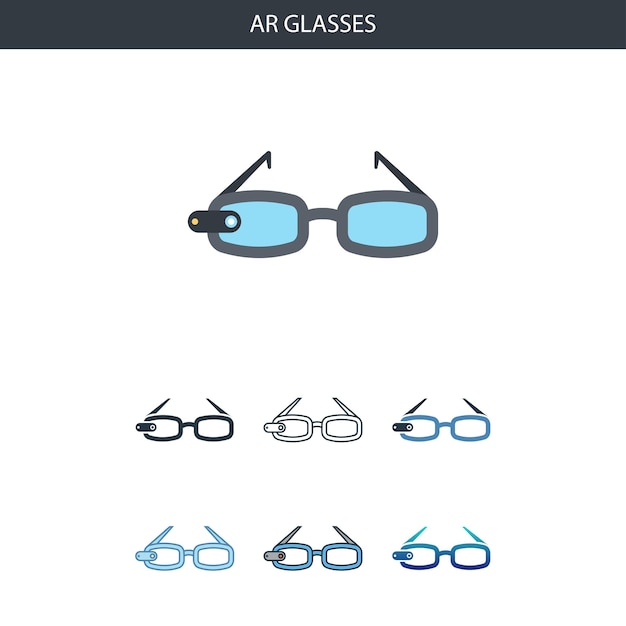 AR-Brillenkonzept alle Stile einfache Symbolform. Einfache flache Abbildung. AR-Brillenkonzept Symbolliniendesign aus Augmented-Reality-Set. Kann für Web-UI/UX verwendet werden