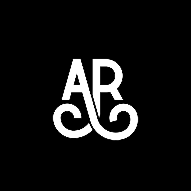 AR Buchstaben-Logo-Design auf schwarzem Hintergrund AR Kreative Initialen Buchstaben Logo-Konzept ar Buchstaben-Design AR Weißbuchstaben-Design auf schwarzem Hintergrund A R a r Logo
