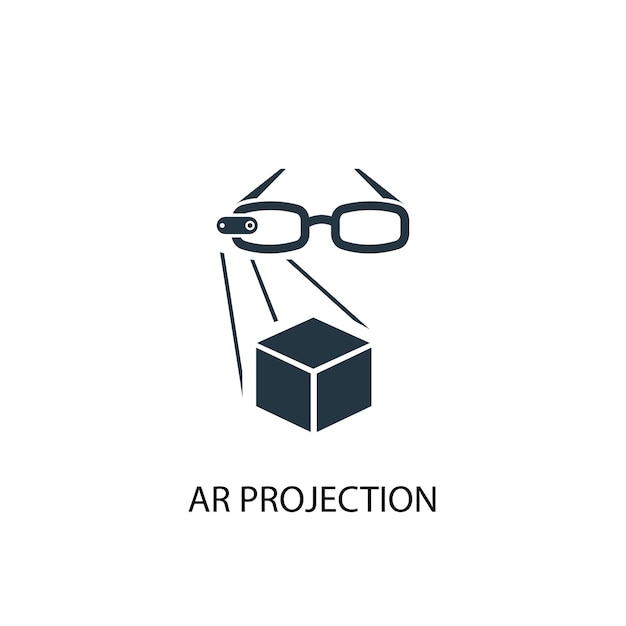 Ar-projektionssymbol. einfache elementillustration. ar-projektionskonzept symboldesign aus der augmented-reality-sammlung. kann für web und mobile verwendet werden.