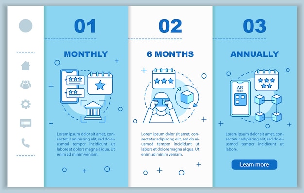 Ar-tool-abonnement beim onboarding mobiler webseiten vektorvorlage