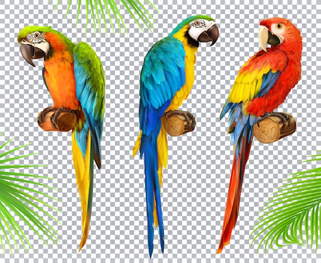 Vektor ara papagei. ara. fotorealistischer 3d-symbolsatz