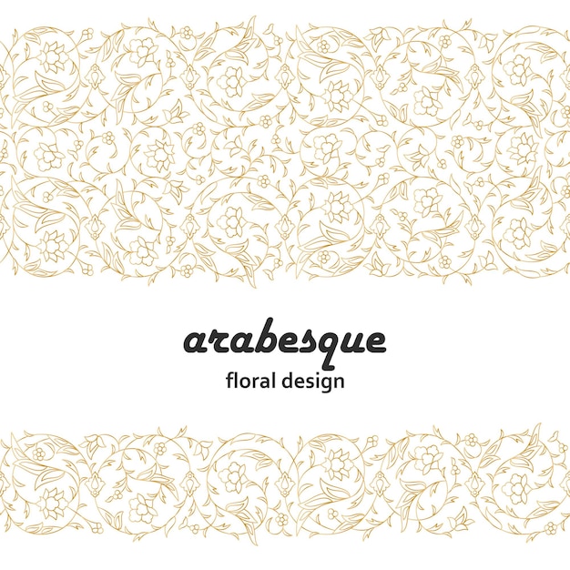 Arabesque arabic nahtlose blumenmuster zweige mit blütenblättern und blütenblättern