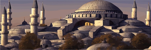 Vektor arabische architektur silhouette moschee dach islamische stadt nichte und minarett skyline silhouetten vektor
