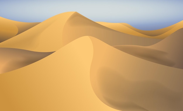 Arabische wüstenlandschaft mit leuchtender linseneffekt-grafikillustration des sonnenlichts