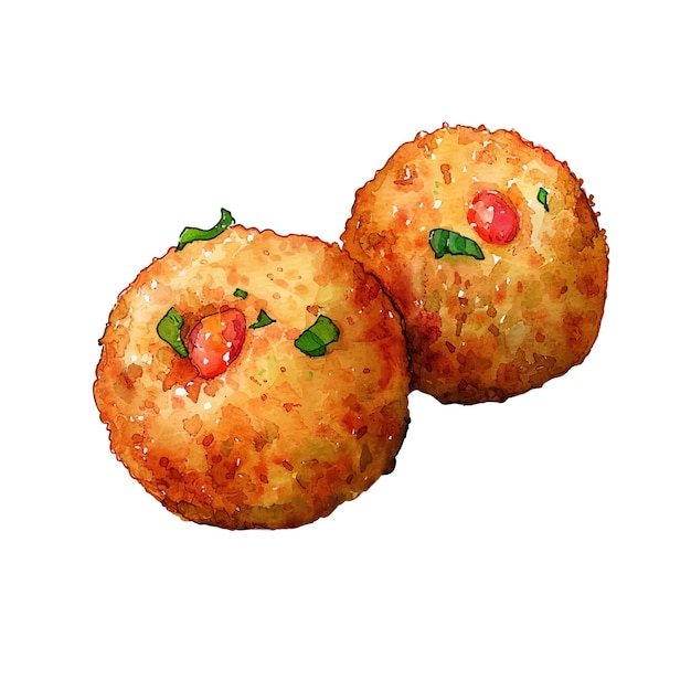 Vektor arancini-vektorillustration im aquarellstil